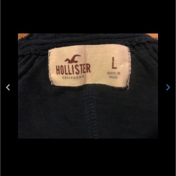 Hollister Navy Blue Lace Hi Lo Hem Tie Front Top - Picture 5 of 8
